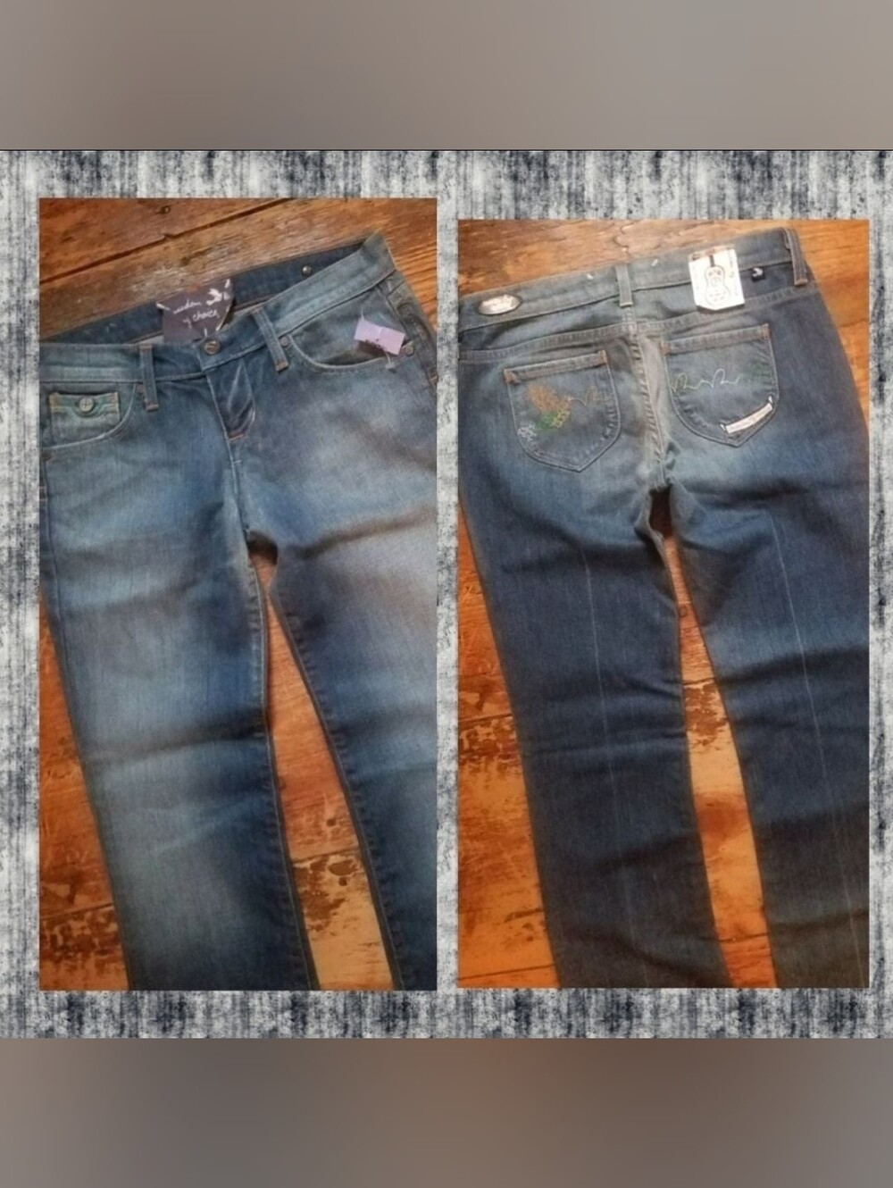 Freedom of Choice Greenwich Manzana Bootcut Embroidered Pocket Jeans nwt Sz 26